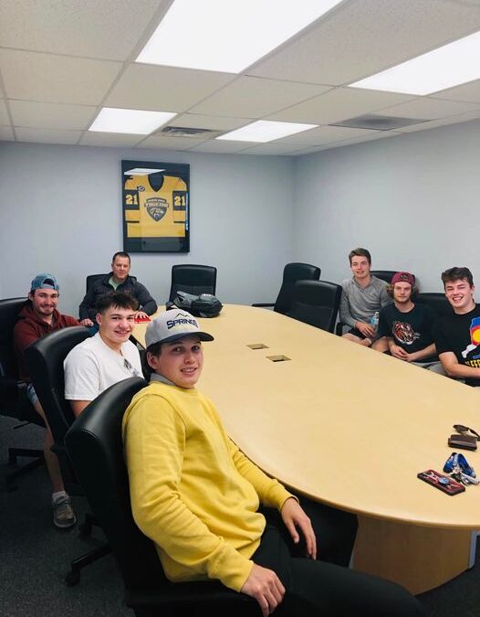 Coach Cunningham meeting with Bighorns players in Colorado Springs at the Colorado Springs Tigers Training Facility