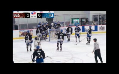 BIGHORNS CELEBRATE A SATURDAY NIGHT WIN OVER THE BOZEMAN ICEDOGS