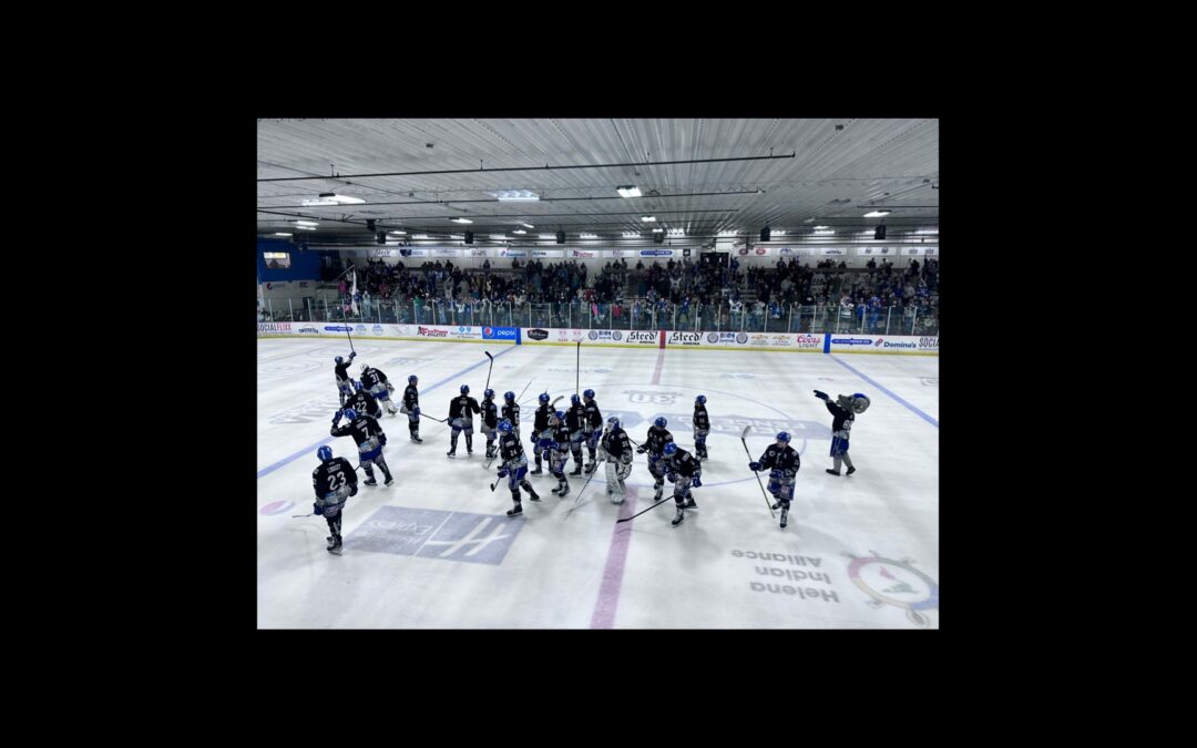 bighorns win big in overtime against the icedogs