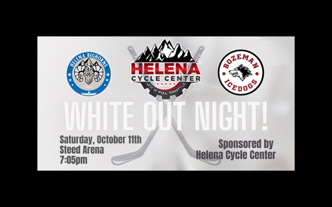 white out night at the helena bighorns/bozeman icedogs game october 11th