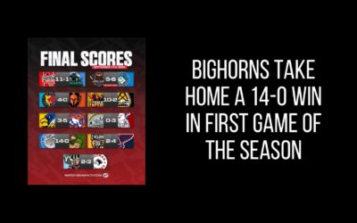 End of game score: Bighorns- 14 Irish- 0